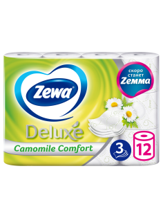 Туалетная бумага Zewa Deluxe Ромашка 3 слоя, 12 рулонов