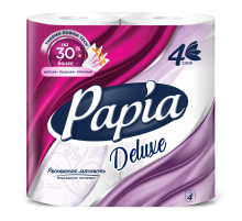 Туалетная бумага Papia Deluxe 4 слоя, 4 рулона