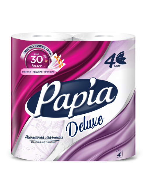 Туалетная бумага Papia Deluxe 4 слоя, 4 рулона