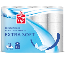 Fine Life Туалетная бумага Extra Soft белая 3 слоя 12 рулонов