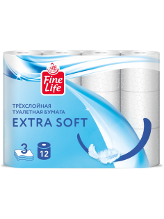 Fine Life Туалетная бумага Extra Soft белая 3 слоя 12 рулонов