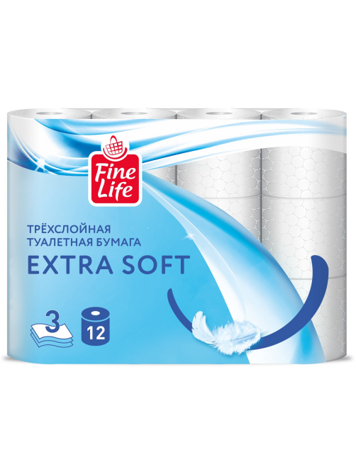 Fine Life Туалетная бумага Extra Soft белая 3 слоя 12 рулонов