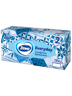 Салфетки бумажные Zewa Everyday 2 слоя в коробке, 100 листов
