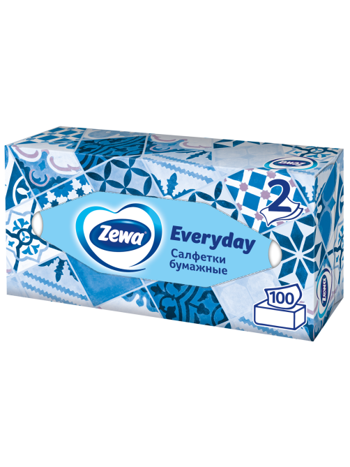 Салфетки бумажные Zewa Everyday 2 слоя в коробке, 100 листов