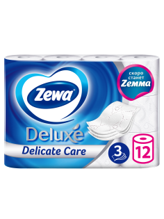 Туалетная бумага Zewa Deluxe 3 слоя, 12 рулонов