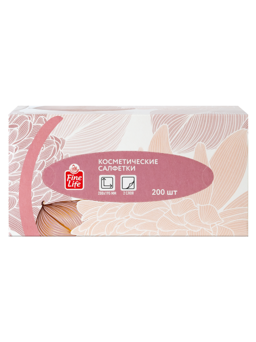 Fine Life Салфетки косметические бумажные белые 2 слоя, 200шт