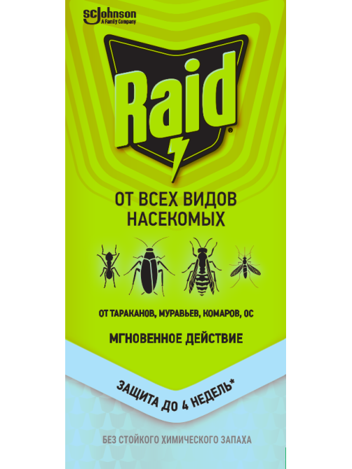 Аэрозоль инсектицидный Raid от всех видов насекомых, 300мл