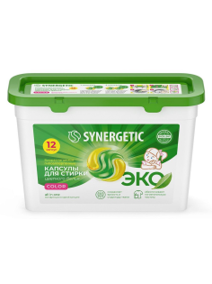 Капсулы для стирки Synergetic Color, 12шт