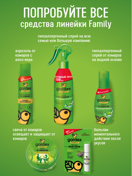 Свеча Gardex Family от комаров белая до 30 часов, 110мл