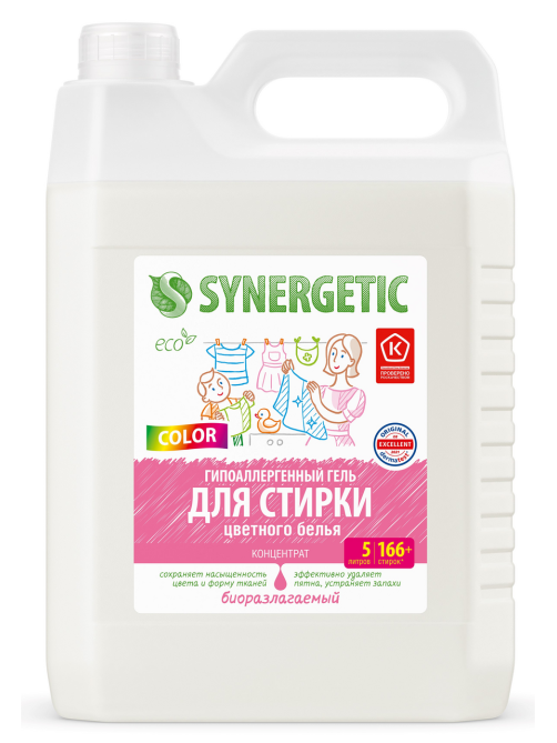 Гель для стирки Synergetic Color для цветного белья, 5л