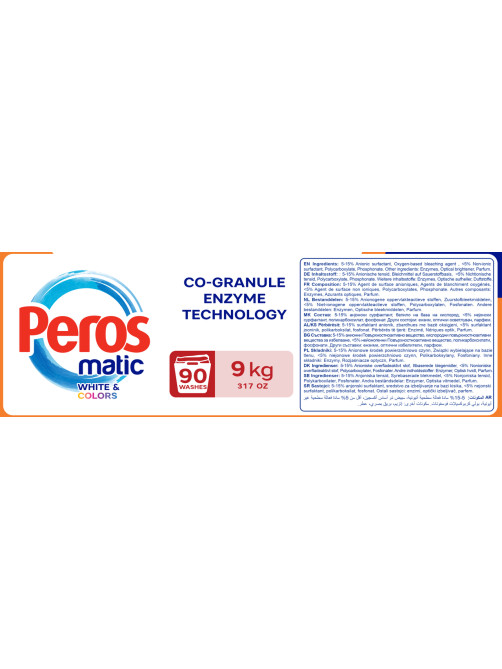 Стиральный порошок Peros для белых и цветных вещей, 9кг