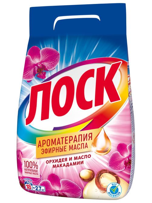 Стиральный порошок Лоск Ароматерапия Орхидея и масло макадамии 18 стирок, 2.7кг