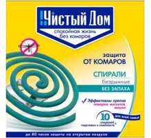 Спирали Чистый Дом от комаров без дыма и без запаха, 10шт