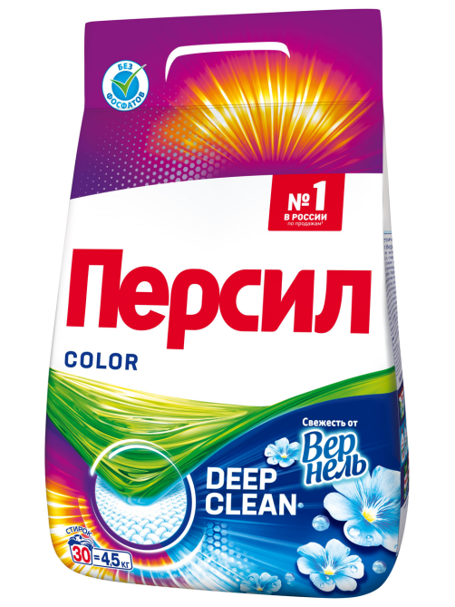 Стиральный порошок Персил Колор Свежесть от Вернель для цветного белья 30 стирок, 4.5кг