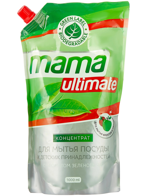 Средство для мытья посуды Mama Ultimate с ароматом зеленого чая концентрированное, 1л