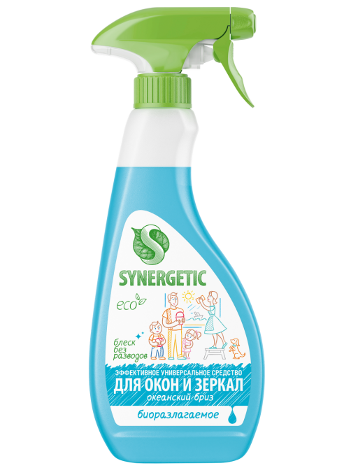 Средство для окон и зеркал Synergetic Океанский бриз, 500мл
