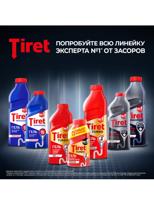 Гель для устранения засоров Tiret Professional, 1л