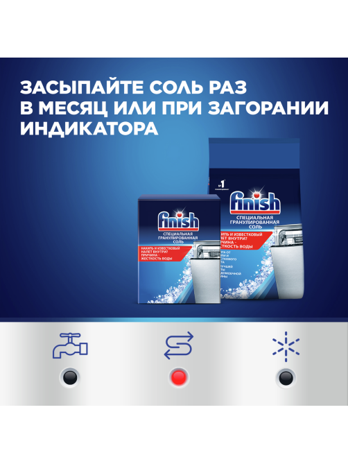 Соль для посудомоечных машин Finish для смягчения воды и удаления накипи, 1.5кг