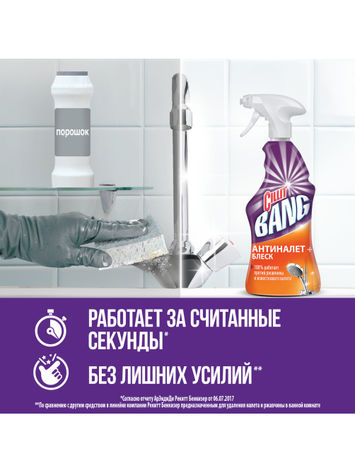 Средство чистящее Cillit Bang для ванн антиналет-блеск, 450мл