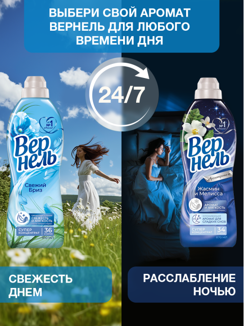 Кондиционер-концентрат для белья Вернель Свежий бриз, 4л
