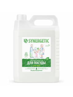 Средство для мытья посуды Synergetic Антибактериальное гипоаллергенное с ароматом алоэ, 5л