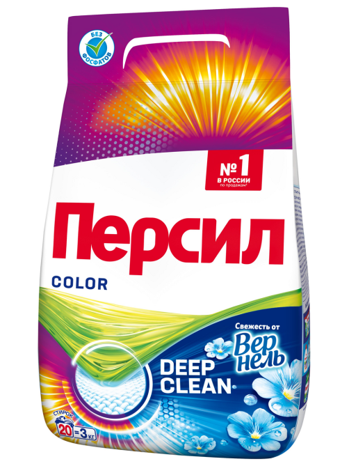 Стиральный порошок Персил Колор Свежесть от Вернель для цветного белья 20 стирок, 3кг