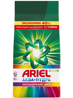 Стиральный порошок Ariel Аквапудра Color для цветного белья автомат, 12кг