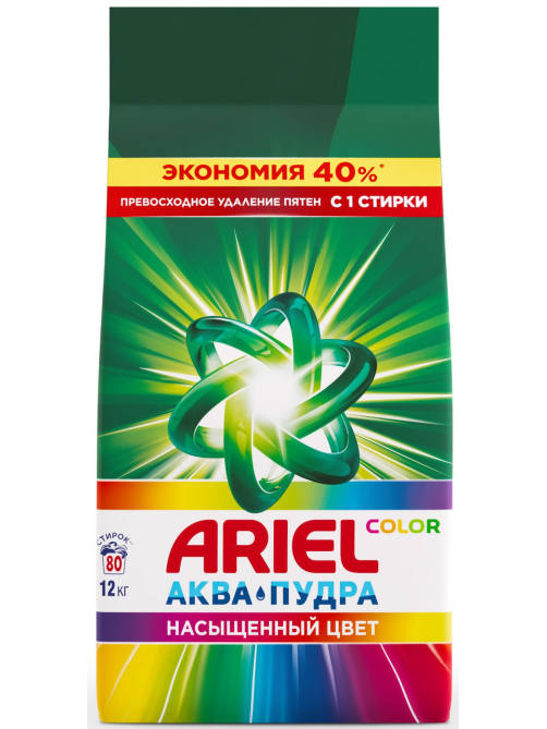 Стиральный порошок Ariel Аквапудра Color для цветного белья автомат, 12кг