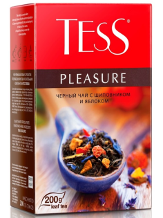 Чай черный Tess Pleasure Шиповник и яблоко байховый листовой, 200г
