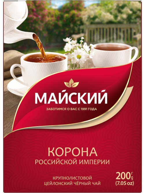 Чай Майский Корона Российской Империи черный цейлонский крупнолистовой, 200г