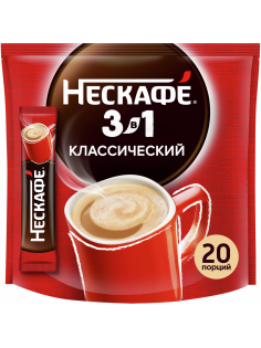 Напиток кофейный Нескафе Классик 3в1 в стиках (14.5 х 20шт), 290г