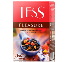 Чай черный Tess Pleasure Шиповник и яблоко байховый листовой, 100г