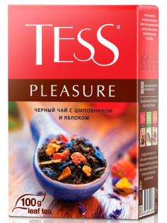 Чай черный Tess Pleasure Шиповник и яблоко байховый листовой, 100г