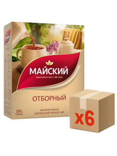 Чай Майский Отборный черный (2г x 100шт), 200г x 6 шт