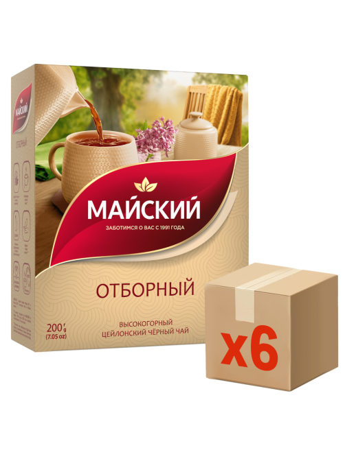 Чай Майский Отборный черный (2г x 100шт), 200г x 6 шт