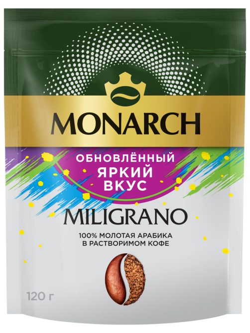 Кофе Monarch Милиграно растворимый с добавлением молотого, 120г