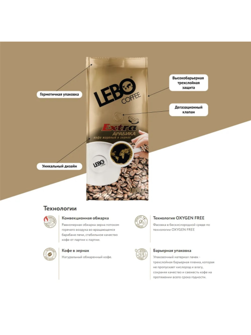 Кофе Lebo Extra в зернах, 1кг