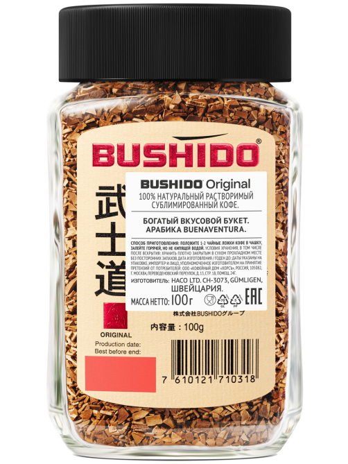 Кофе Bushido Original растворимый, 100г