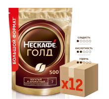 Кофе Нескафе Голд растворимый сублимированный, 500г х 12 шт