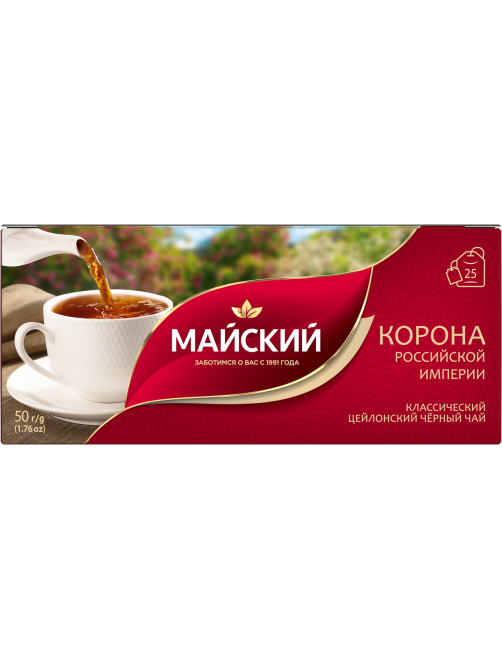 Чай Майский Корона Российской Империи черный (2г х 25 шт), 50г