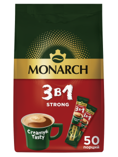 Напиток кофейный Monarch Крепкий 3в1 растворимый (13г x 50шт), 650г