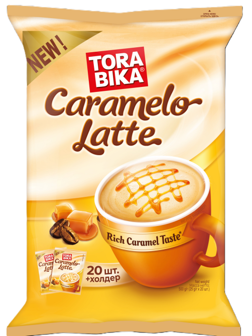 Напиток кофейный Torabika карамельный латте растворимый (25г x 20шт), 500г