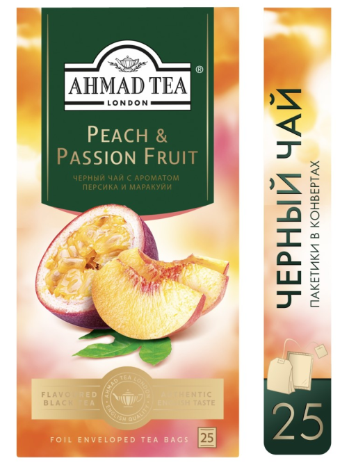 Чай черный Ahmad Tea Персик-маракуйя (1.5г x 25шт), 37.5г