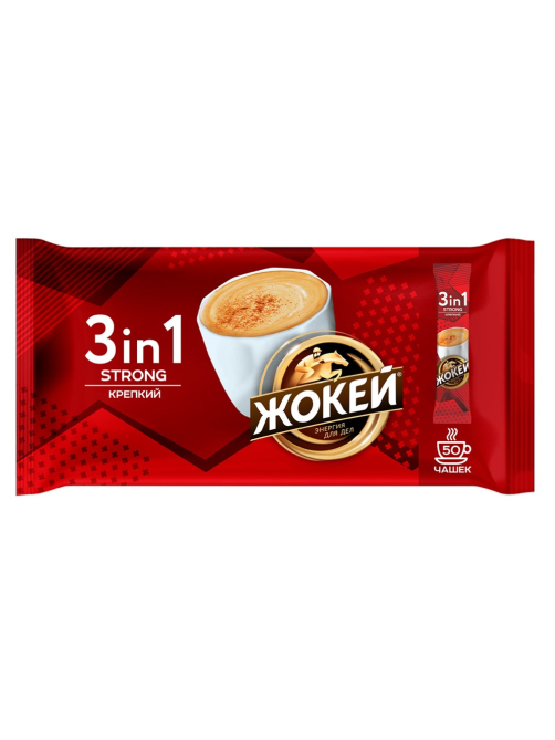 Кофе Жокей крепкий растворимый 3в1 (12г x 50шт), 600г