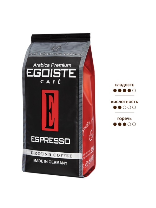 Кофе Egoiste Espresso натуральный молотый жареный, 250г