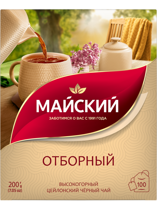 Чай Майский Отборный черный (2г x 100шт), 200г x 6 шт