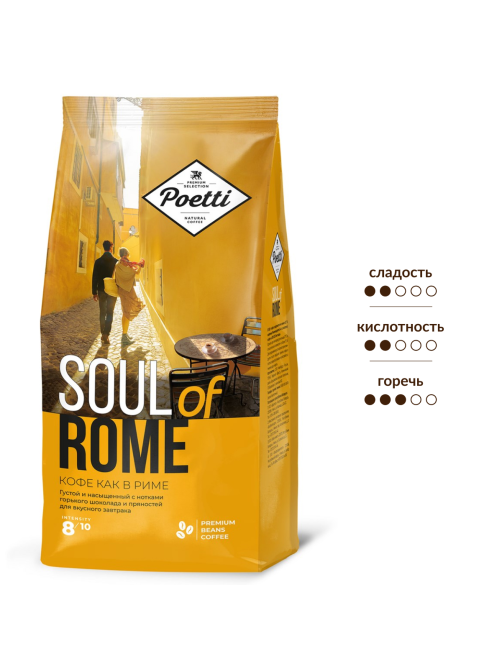 Кофе Poetti Soul of Rome натуральный жареный в зернах, 800г