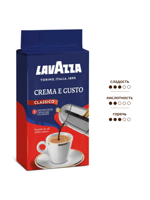 Кофе Lavazza Crema e Gusto Classico молотый, 250г