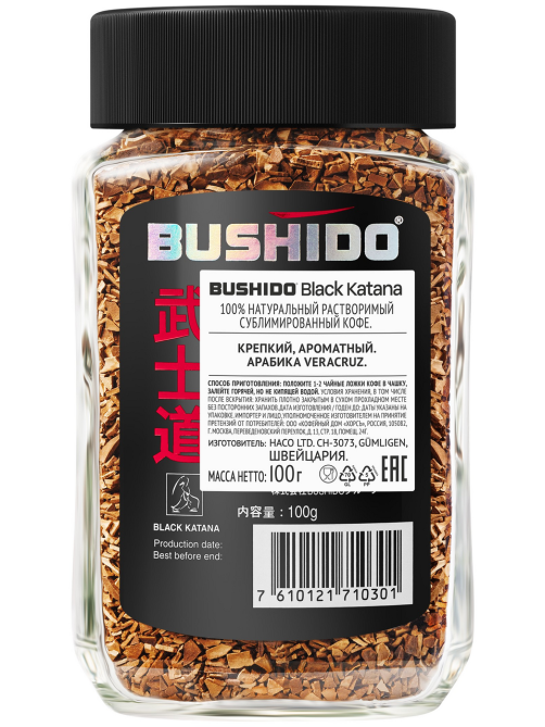 Кофе Bushido Black Katana растворимый, 100г