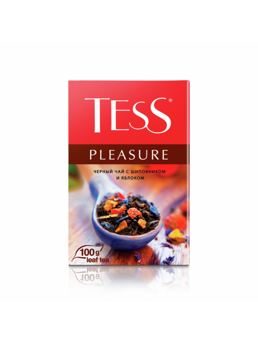Чай черный Tess Pleasure Шиповник и яблоко байховый листовой, 100г
